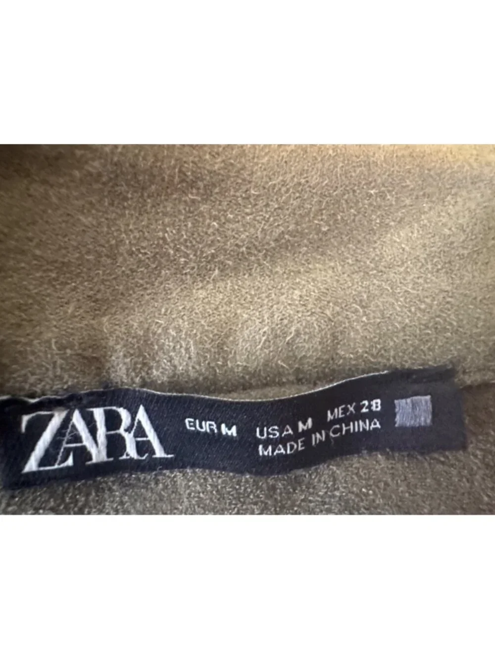 ZARA Olive Green Medium Faux Suede Midi High Waisted Skirt Polyester Blend - Picture 4 of 12